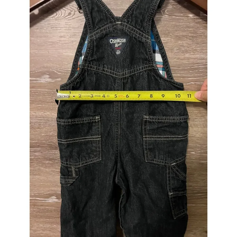 OshKosh Overalls jeans boy size 24 months toddler 2T fleece lined